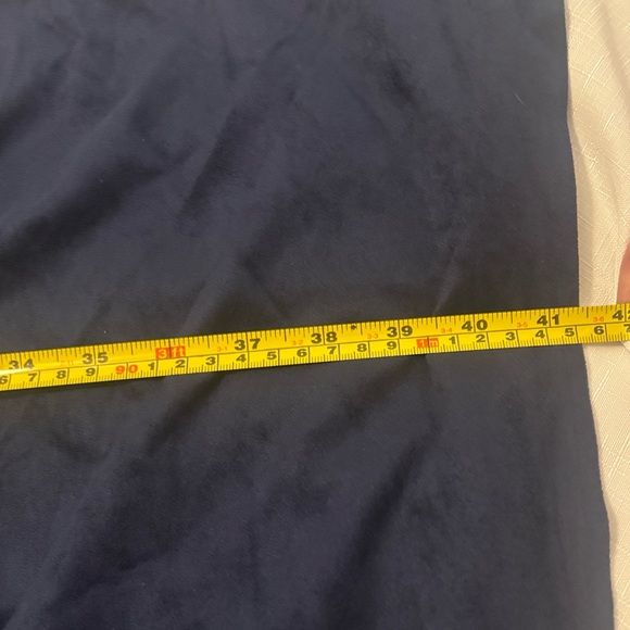 White House Black Market Navy faux suede fringed ruana wrap Poncho SZ O/S Boho - Picture 7 of 10